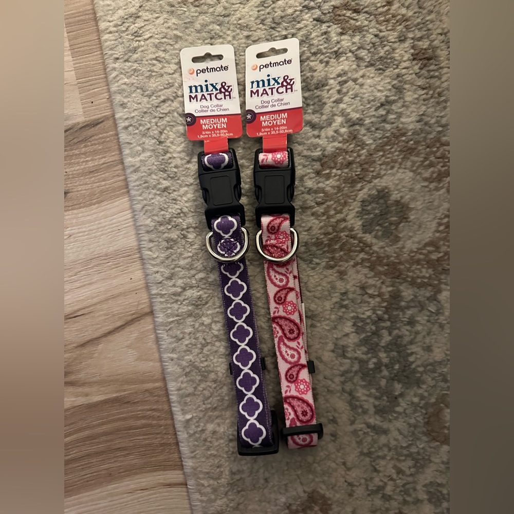 Set of Two- petmate: Mix&Match-Pink&Purple Dog Collars Size Medium